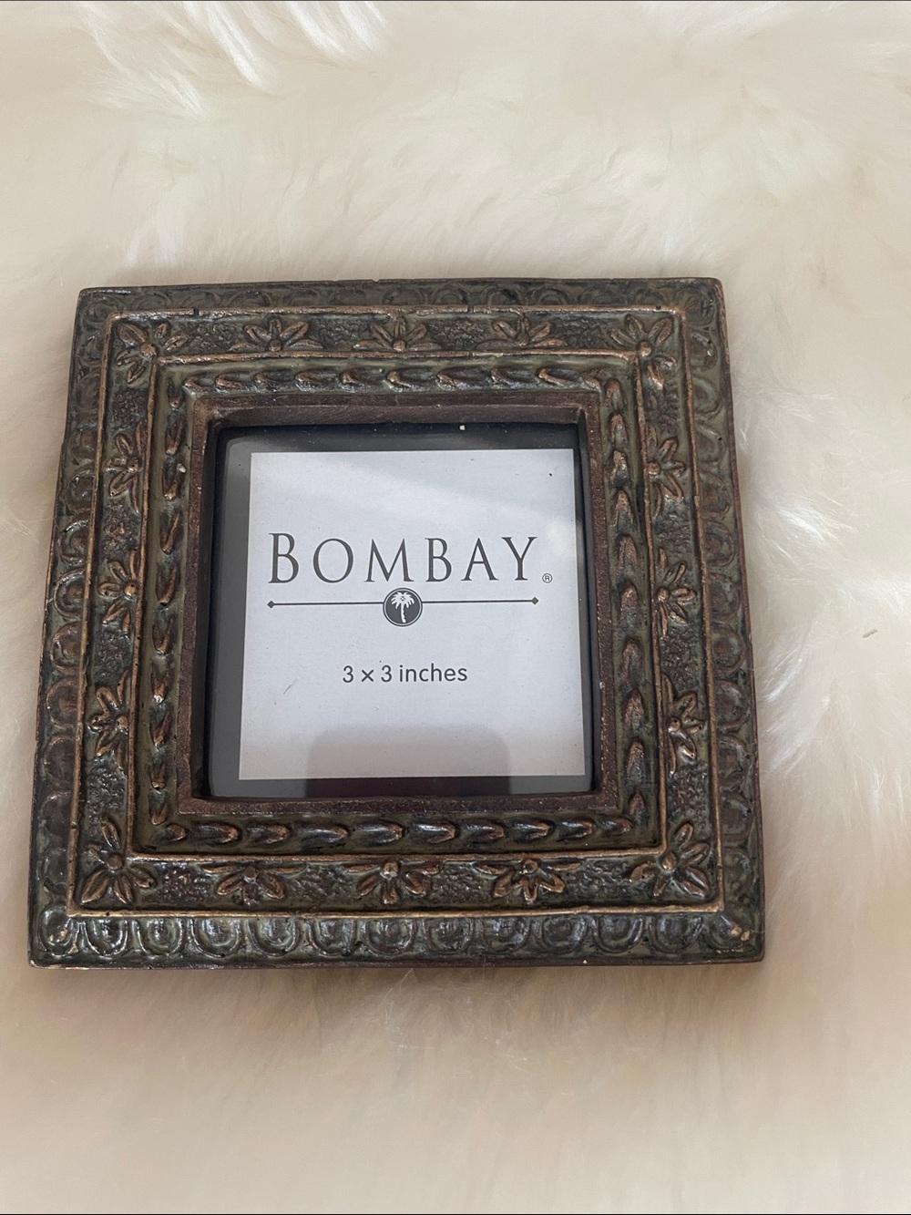 Bombay Ornate Square Photo Frame - Brown with Antique Gold Accents